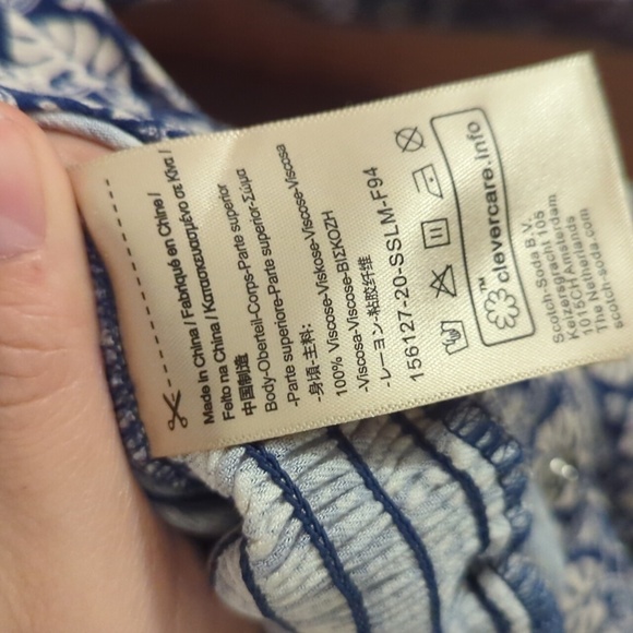 SCOTCH & SODA Blue & Cream Long Sleeve Jumpsuit All In One Size Medium - Picture 15 of 15